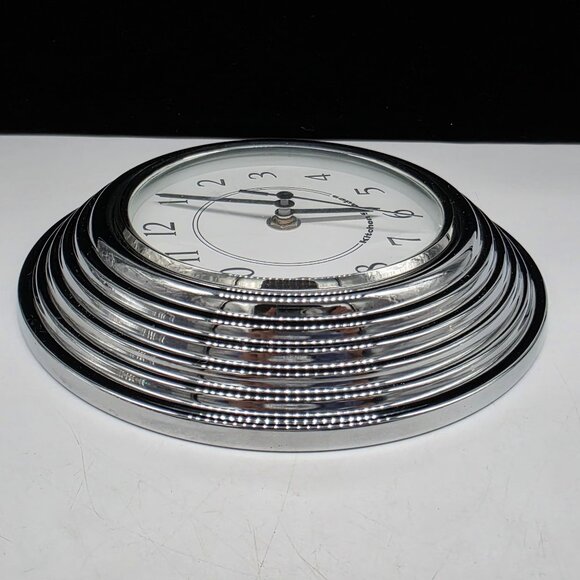 Kitchen Shades Wall Clock With Ribbed Silver Chrome Frame With Convex Glass 8.5" - Picture 9 of 9